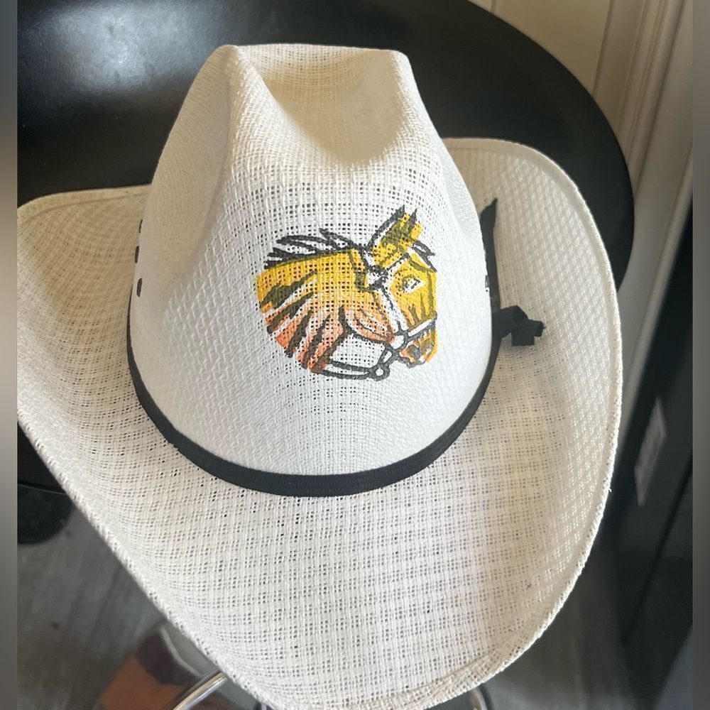 Kids White Straw Cowboy Hat with Horse Rodeo Summer Spring Fall Cap